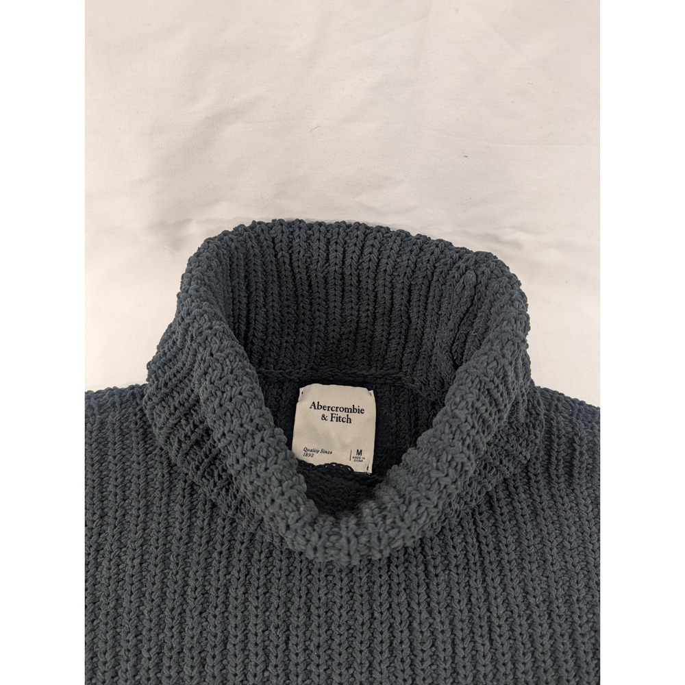 Abercrombie & Fitch Vintage Cable-Knit Turtleneck Sweater 100% Cotton Size M - Picture 4 of 8